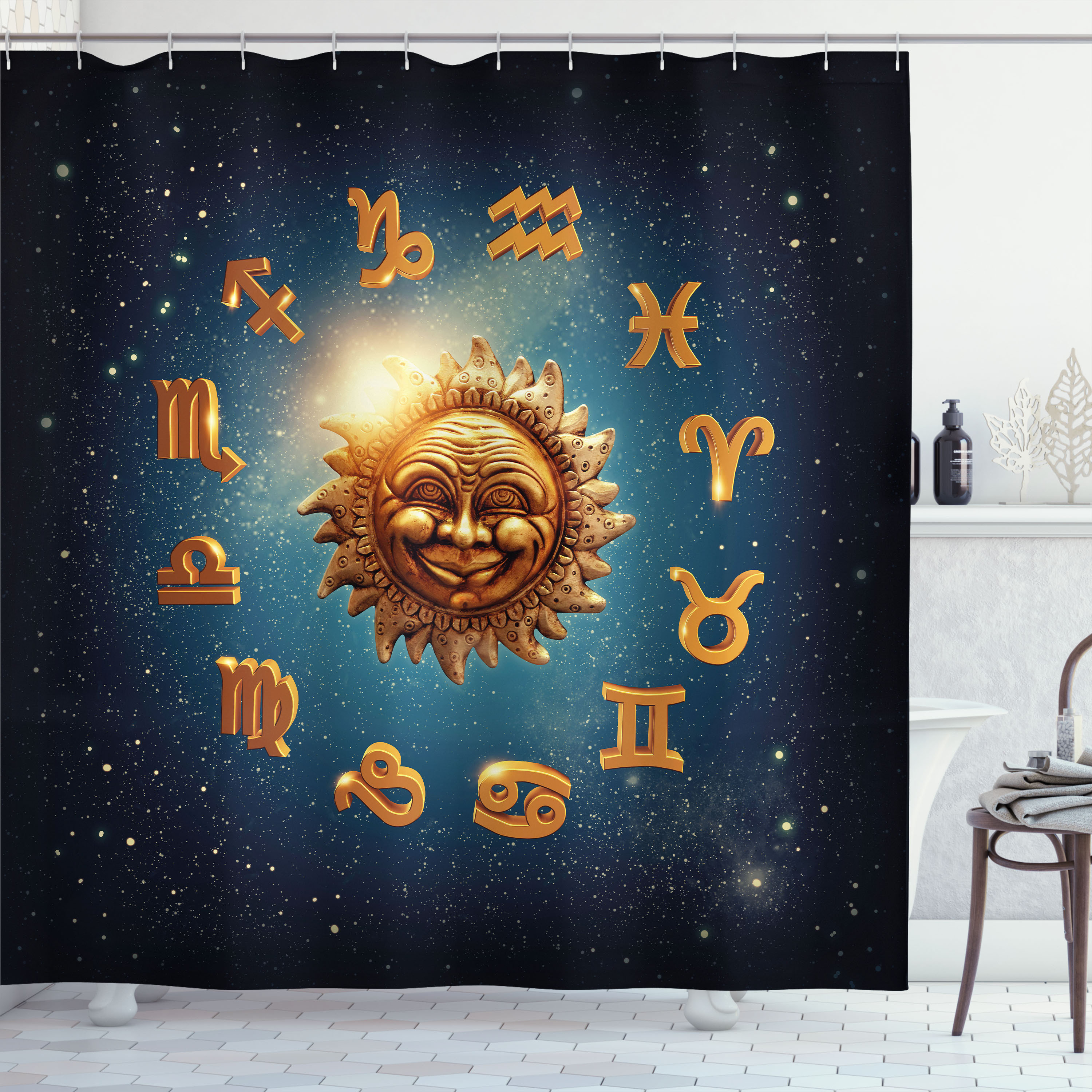 Dakota Fields Astrology Shower Curtain Old Signs on Stardust 33719