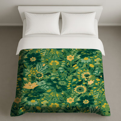 Green Yellow Floral Pattern Duvet Covers