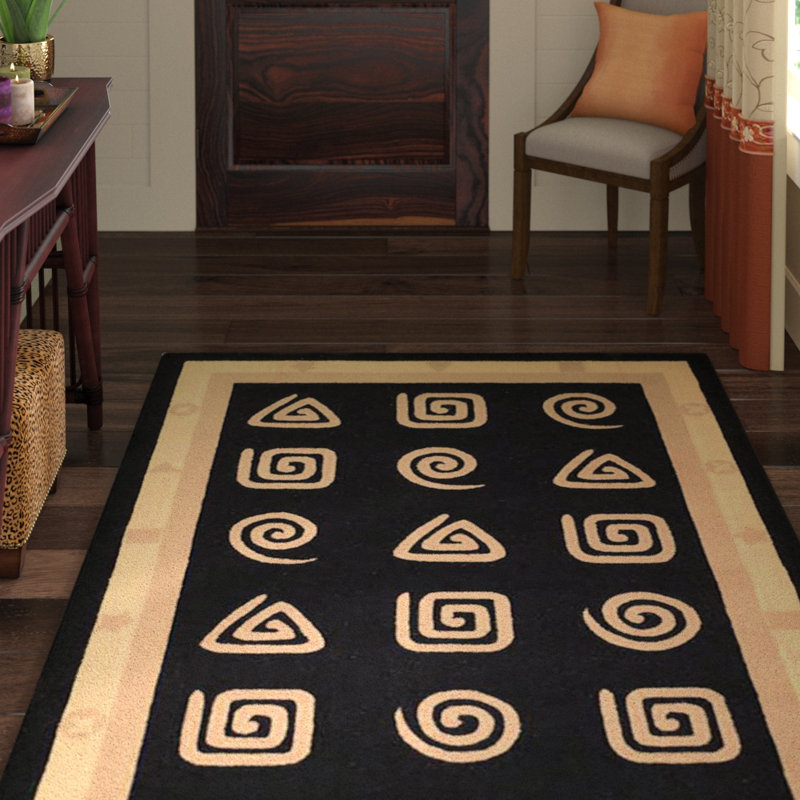 Ardilla Hand Hooked Wool Pile Geometric Rug, Rectangle 5'3" x 8'3"