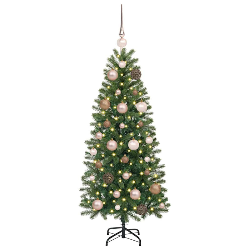 Artificial Christmas Tree with 150 LEDs Green PE and PVC, Bronze, 3.94' H