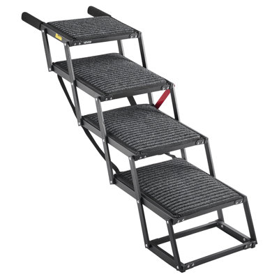 Escalier pour chien pour voiture, rampe pliable extra large pour 4 grands chiens avec surface antidérapante, échelle pour animal portable légère pour voiture, VUS, camion, lits hauts, canapés, support jusqu'à 200 lb