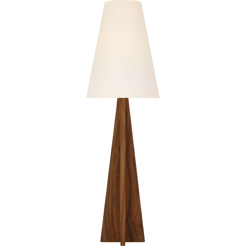 Crue 66" Floor Lamp with Linen Shade, Natural Walnut