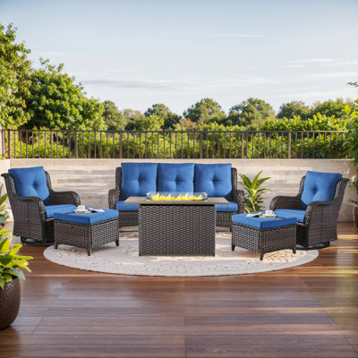 Carolina 6 - Pieces Sofa Seating Group With Fire Pit And Cushions