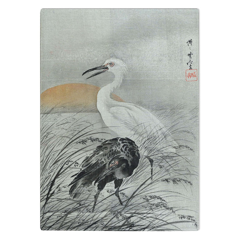 Tempered Glass Cranes in the Marsh Chopping Board, 28.5 cm W x 39 cm L