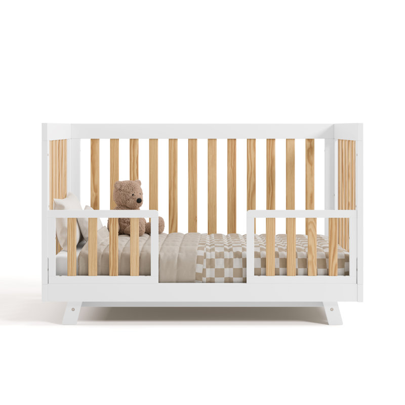 Lit de bébé convertible 3-en-1 Beckett, Blanc / Naturel, Lit à barreaux