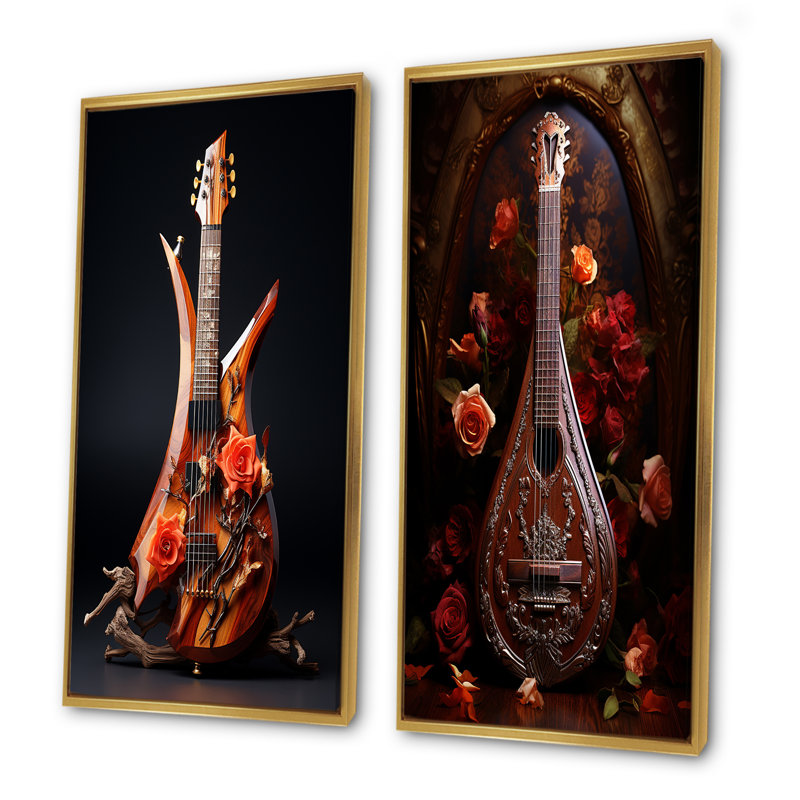 Ensemble de salon Balalaika Brilliance Radiant Rosewood - Music Wall Art, Encadrement doré, H 40 po x l 41 po