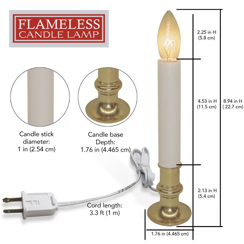 Amber Orange Flameless LED Taper Table Lamp Set