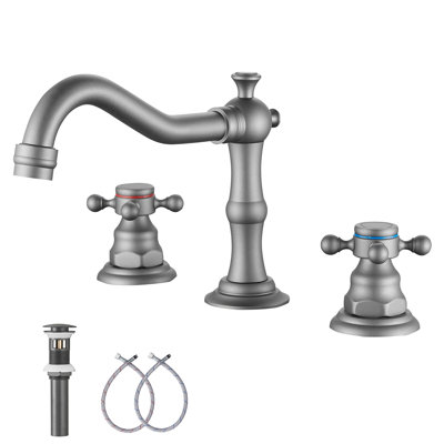 2-handle Bathroom Faucet with Drain Assembly