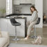 Swivel Upholstered Bar Stool with Iron Frame