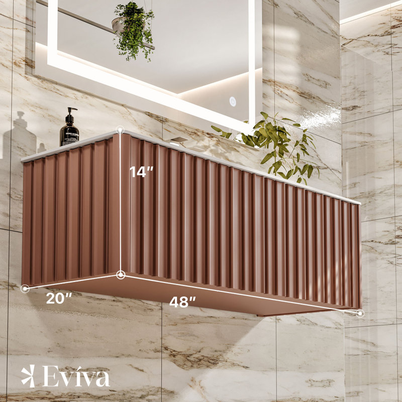 Meuble-lavabo mural avec lavabo intégré Elitist 48, Rose