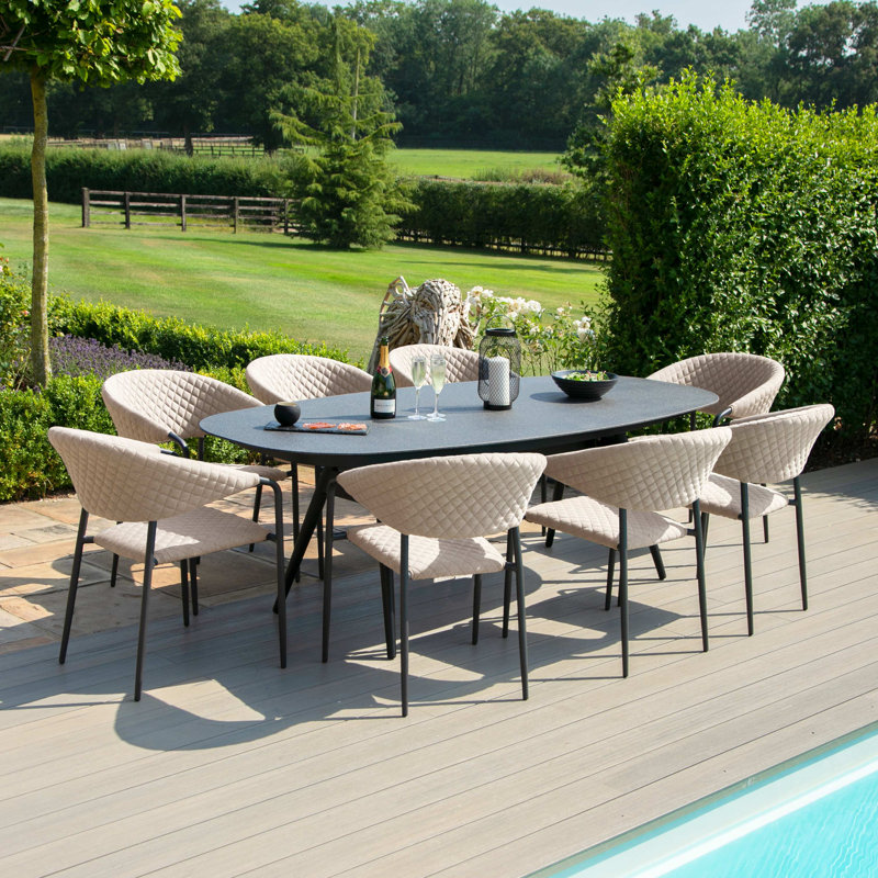 Bergh 8 Seat Oval Dining Set - Taupe