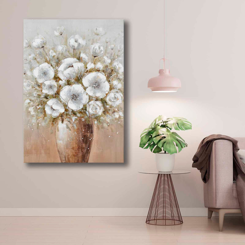 White Floral Vase Canvas Wall Art