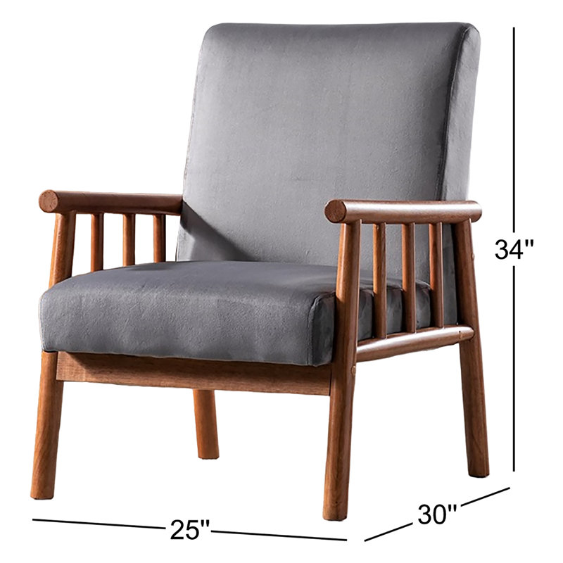 Fauteuil en velours de 25 po de large Gerame, Gris