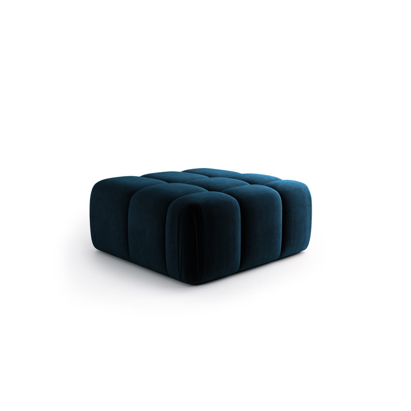 Sofia Luxe Silver Velvet Ottoman – Sculptural Modern Footstool for Modular Seating, Navy
