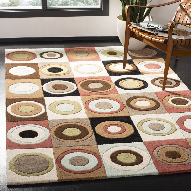 Tapis géométrique en laine et en viscose touffeté à la main Amier, Rectangle 5 pi x 8 pi