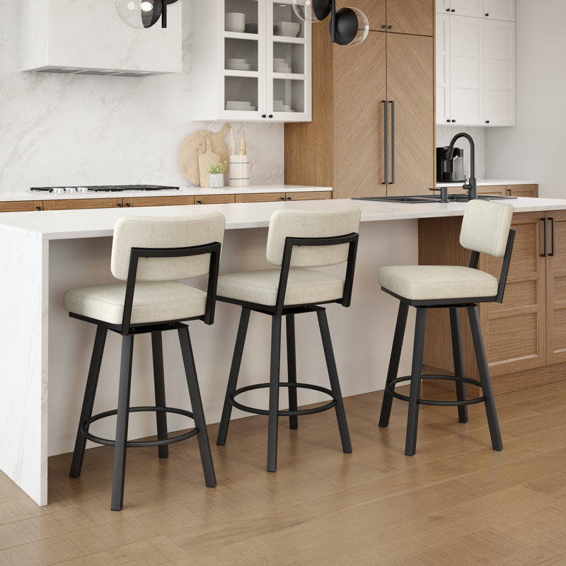 Tabouret de bar et de comptoir pivotant avec revêtement Amoriah, Tabouret de comptoir (siège d'une hauteur de 26,7, Noir