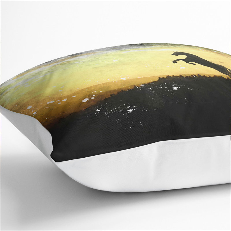 Horse At Sunset Square Throw Cushion, White, 40cm H x 40cm W x 15cm D