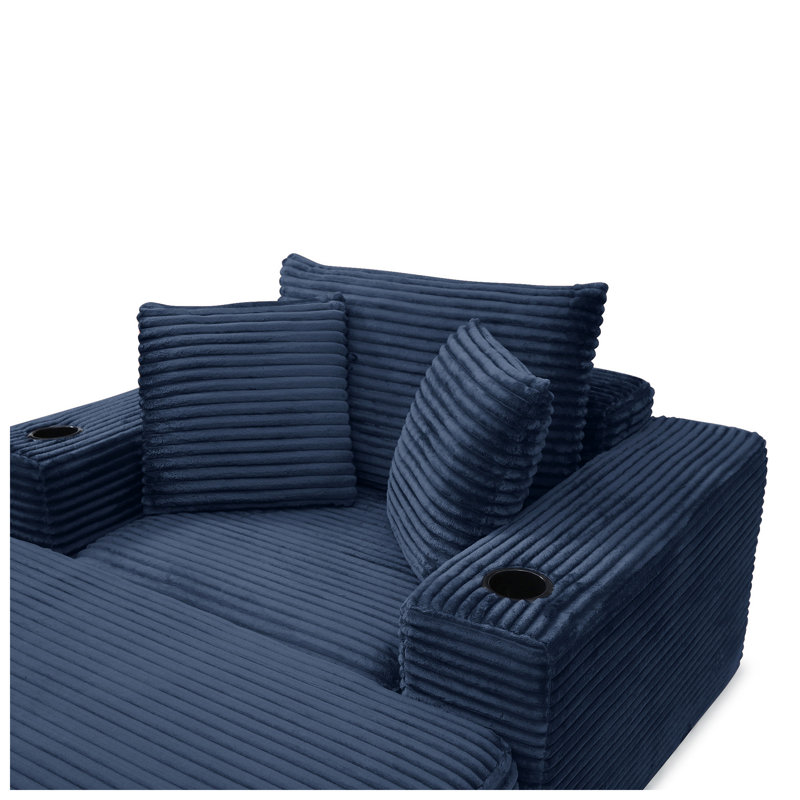 Méridienne convertible 3-en-1 en velours côtelé l 52,4 po x P 14,5 po x H 57,5 po
