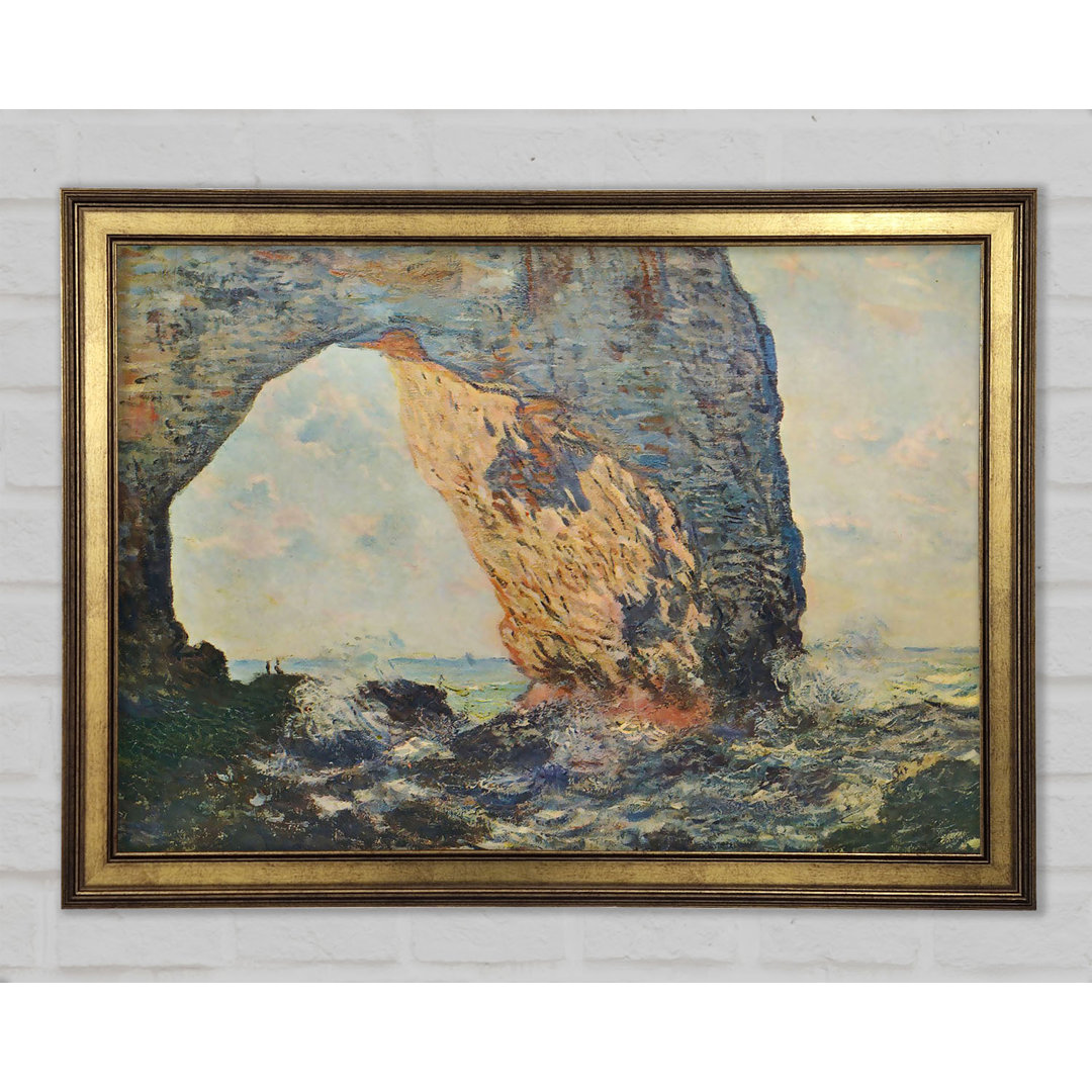 Gerahmtes Leinwandbild The Rocky Cliffs Of Etretat La Porte Man 1 von Monet