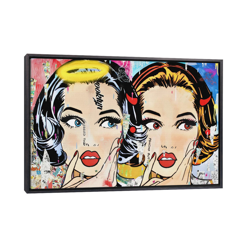 «Yin and Yang» par D13EGO - impression d'art graphique, Pas de tapis, H 40 po x l 60 po x P 1,5 po, Encadrement noir décoloré