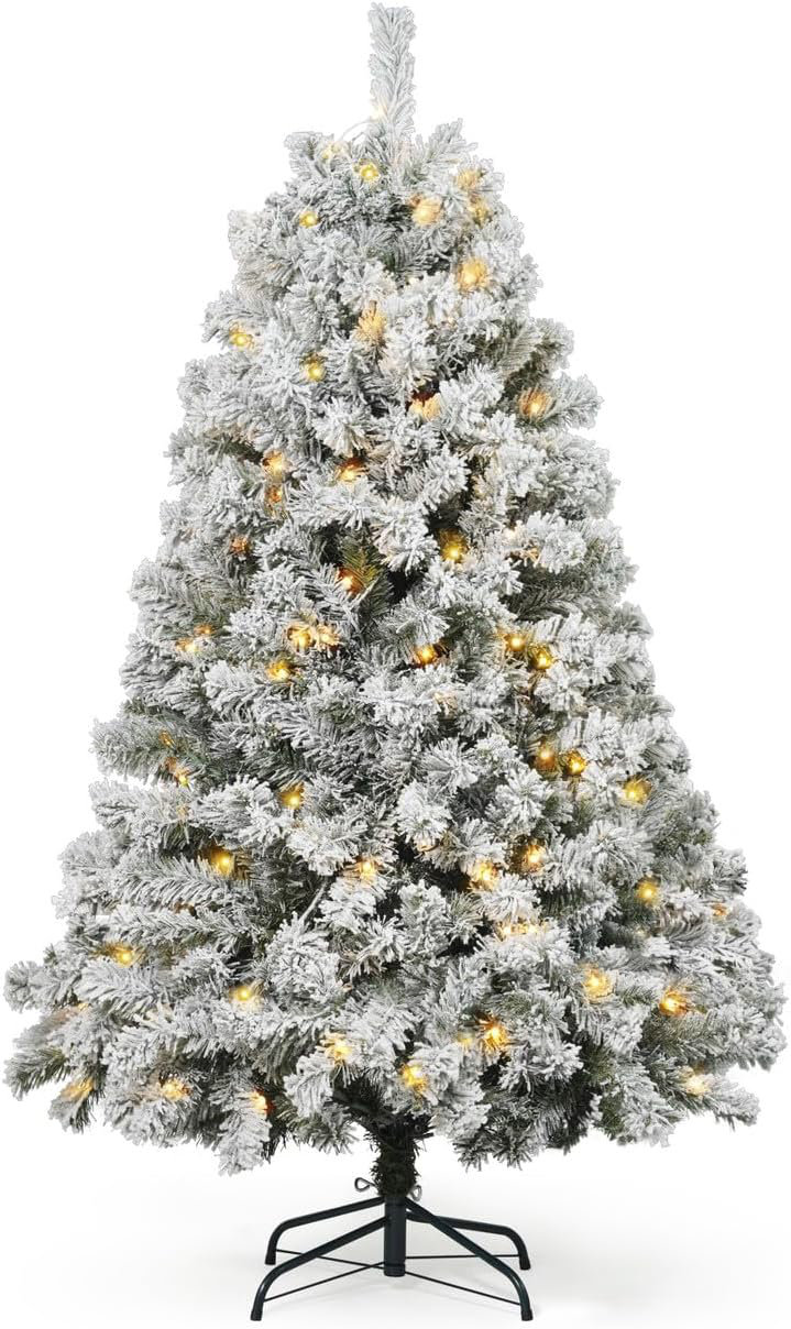 Leheyhey Prelit Christmas Tree 7ft, Artificial Flocked Christmas Tree With 400 Warm White & Multicolor Lights, 2086 PE PVC Tips, LED Frosted Xmas Tree With Snow, 9 Color Modes, Hinges, Home - View #6