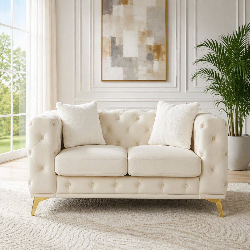 Canapé Chesterfield avec revêtement en velours