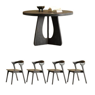 Ensemble de table de salle à manger rond unique en bois de frêne