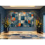 «Triptych», art mural sur toile, art abstrait géométrique moderne, peinture texturée orange et bleu pour la décoration intérieure, reproduction de peinture
