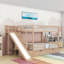 Lit superposé en bois avec escalier de rangement, glissade et 2 tiroirs-130911728