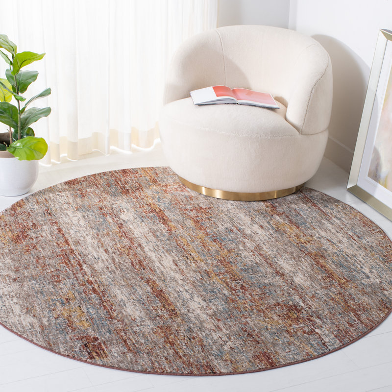 Tapis beige / rouille Aairah, Rond 6 pi 4 po