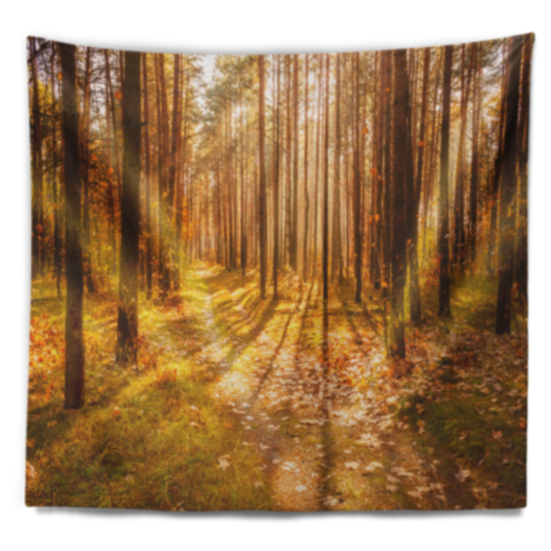 Tapisserie de la forêt d'automne jaune, H 32 po x l 39 po