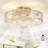 20" Flush Mount Caged Ceiling Fan with Light Kit and Remote Control - Farmhouse Style.-995296068-995296069