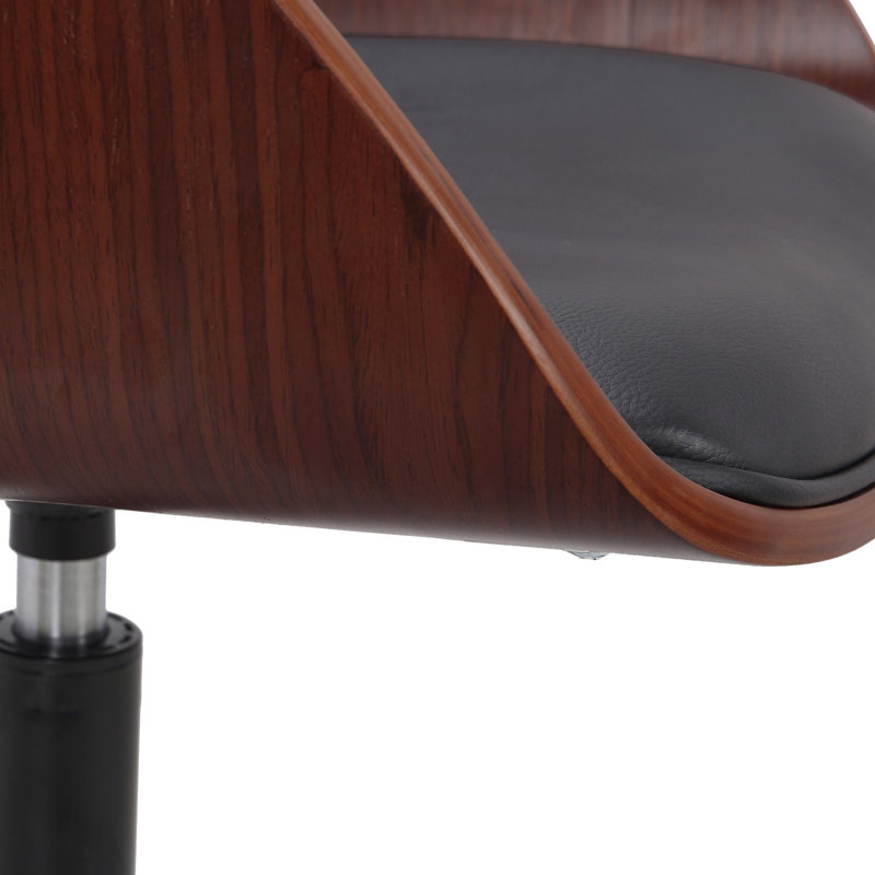 Geryon Faux Leather Mid-Century Office Chair, Black
