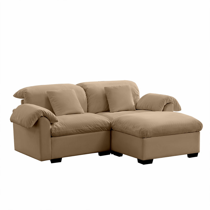 Modular Sectional Sofa with Storage Reversible Ottoman, Tan