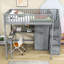  Lit mezzanine en bois avec tiroirs, bureau, armoire et tablettes de rangement Kuster-147961238-190467048