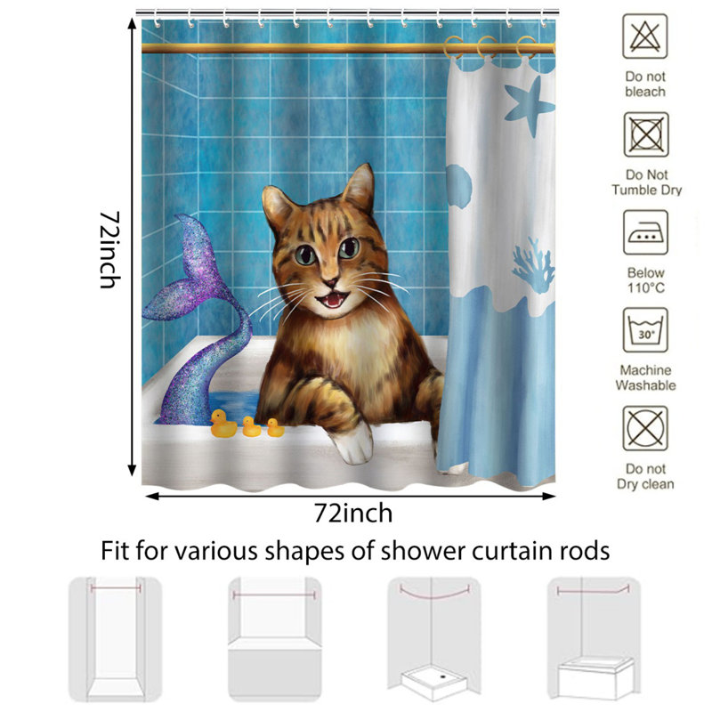 Drôle de rideau de douche Funny Cat, Chat bleu