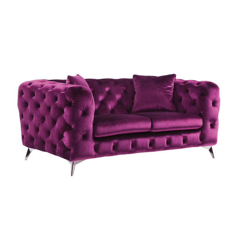 Canapé Godsey, H 30 po x l 71 po x P 36 po, Velours mauve