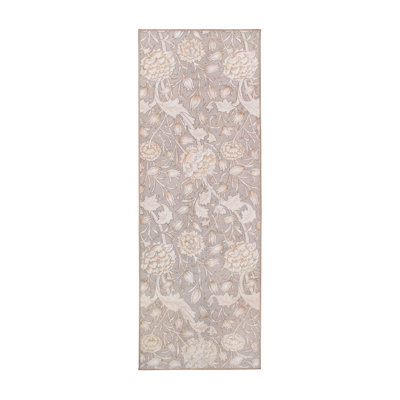 Tapis beige à motif floral Kalini