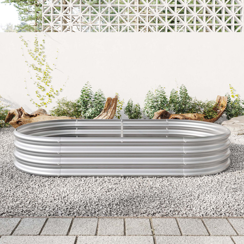 Lit de jardin surélevé en métal Stavya, H 11,42 po x l 70,86 po x P 35,43 po, Argent
