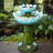 Audhumbla Solar Powered 28.35'' 2-Tier Flower Resin Birdbath Outdoor Fountain with Lights
