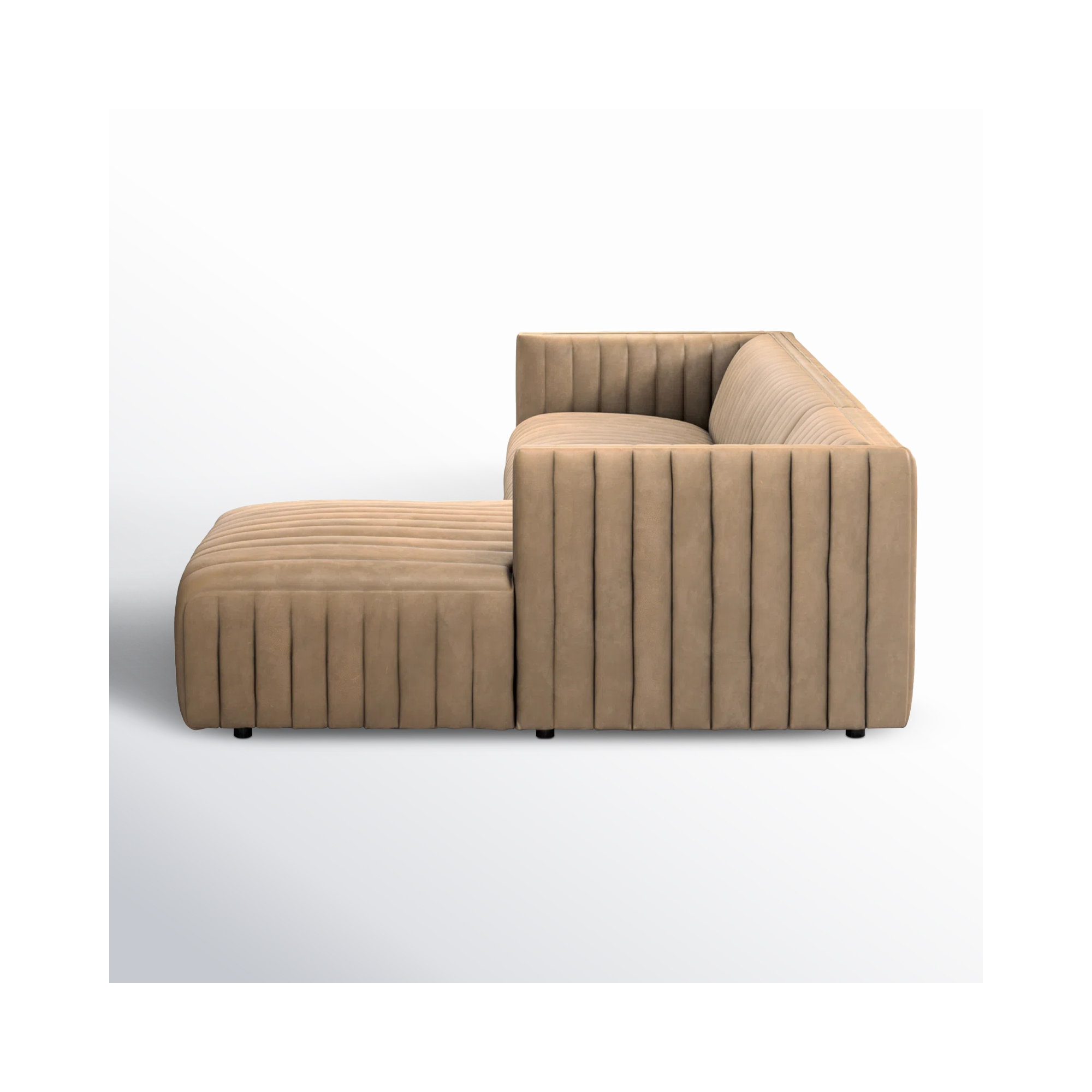 Brandt Upholstered Chaise L-Sectional, 26.5" H x 126" W x 64" D, Palermo Drift Top Grain Leather, Right Hand Facing