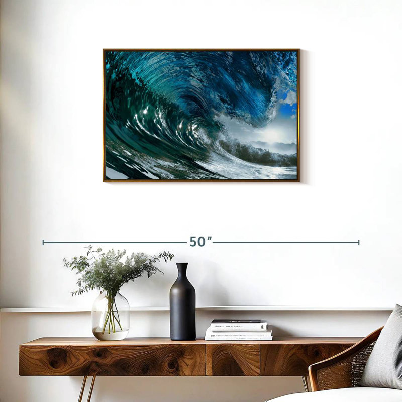Vague scintillante, Cadre flottant doré, 31 po x 21 po