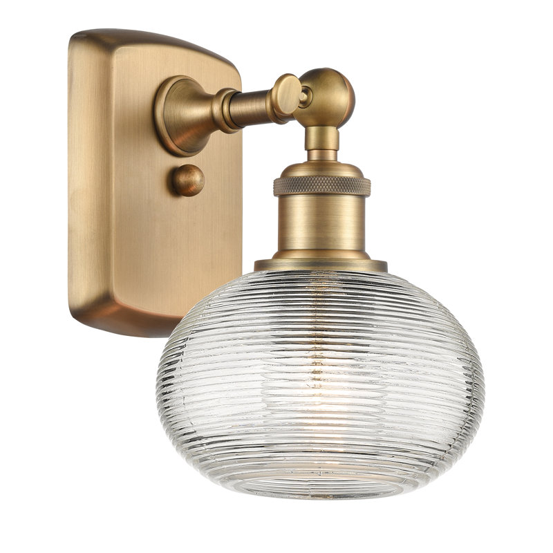 Applique murale 1 lumière Ballston Jerard, Laiton brossé, H 8 po x l 6 po x P 7,13 po