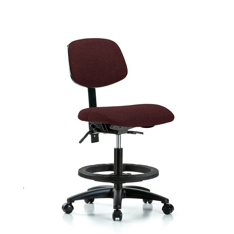 Abril Drafting Chair, Burgundy, Casters, Included