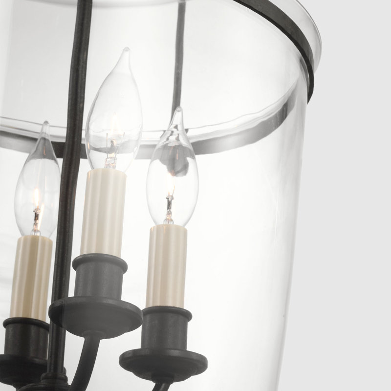 Chapman & Myers Lorford Smoke Bell Lantern, Clear Glass, Aged Iron, 24" H x 14" W x 14" D