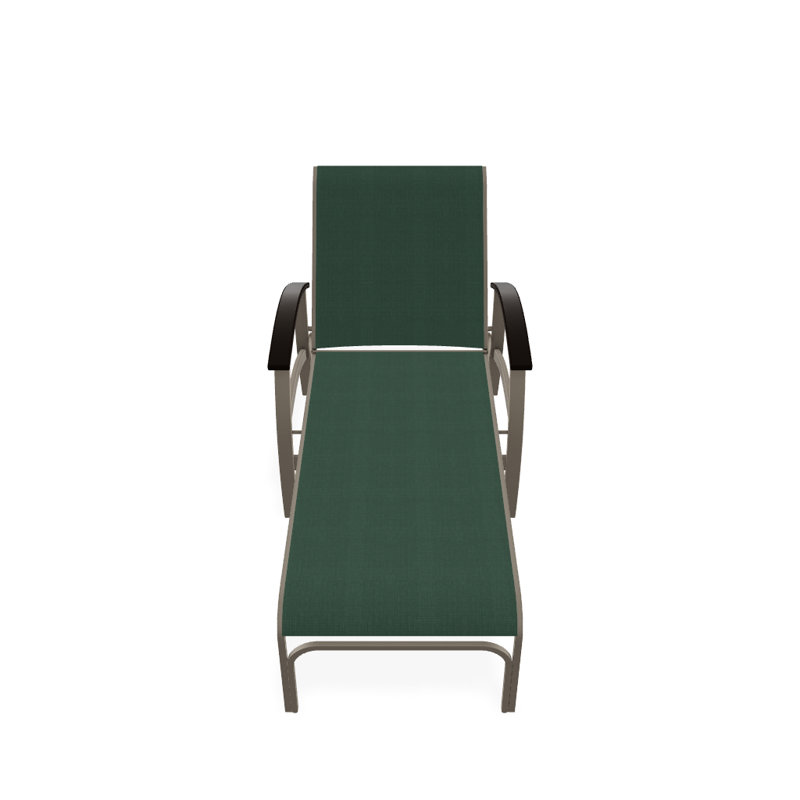 Belle Isle Outdoor Chaise Lounge, Textured Beachwood, Forest Forest Green 22D Sunbrella®, Kona P10