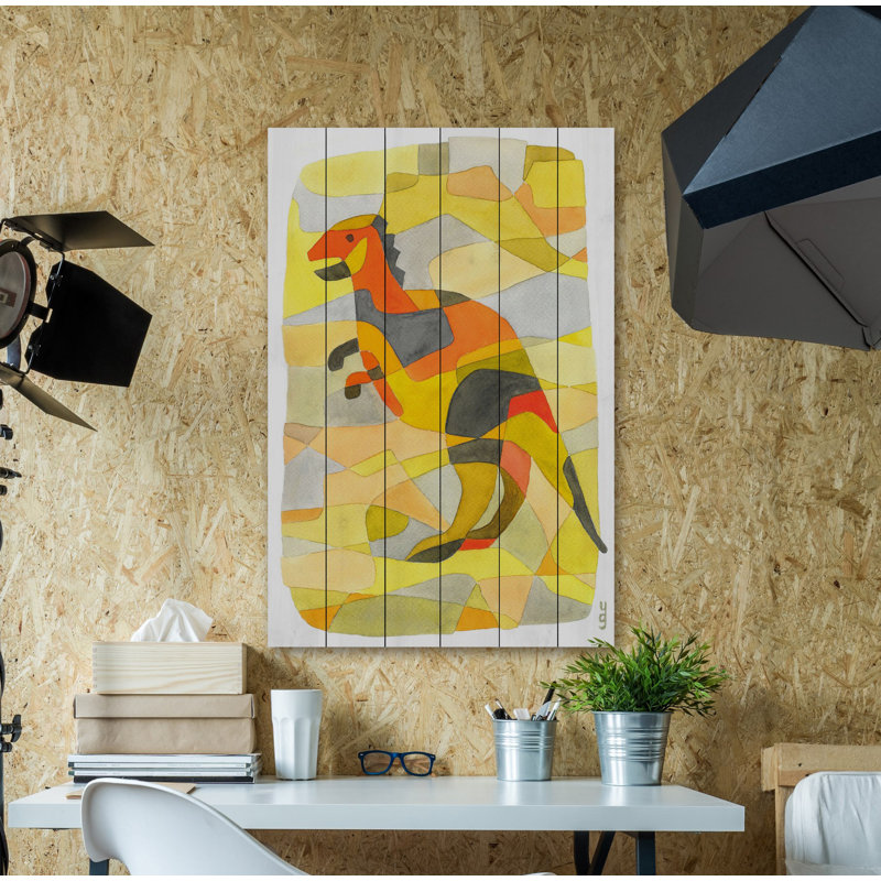 «Dinosaur 1», reproduction d'art, H 45 po x l 30 po, Bois blanc