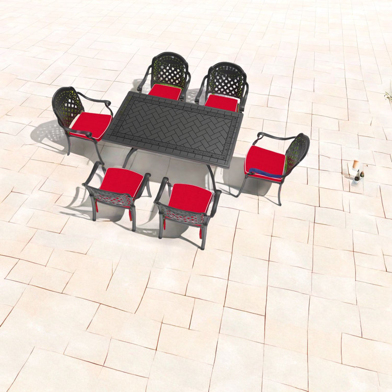 Élégant ensemble de salle à manger de patio peu encombrant, fabrication robuste en aluminium pour les repas en plein air