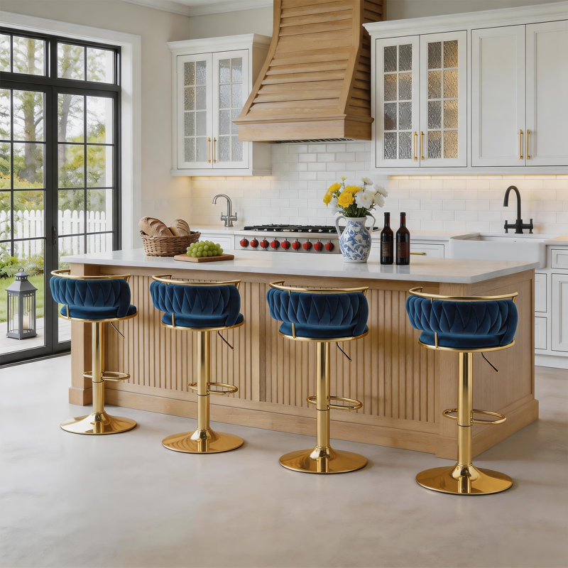 Tabouret de bar Christal, Marine, Or