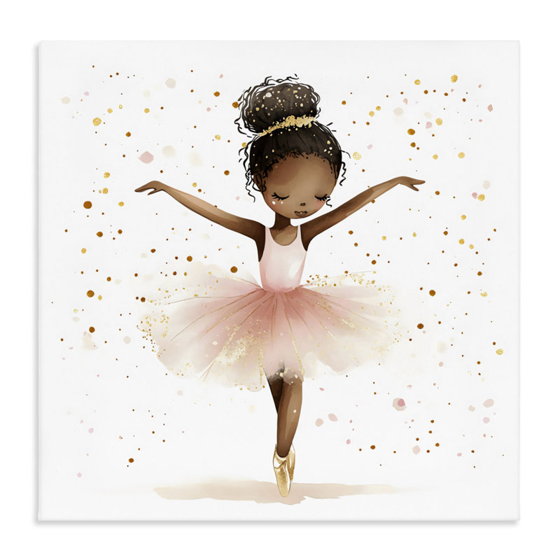 Ballerine rose avec toile dorée, design by Creative Studio, H 24 po x l 24 po